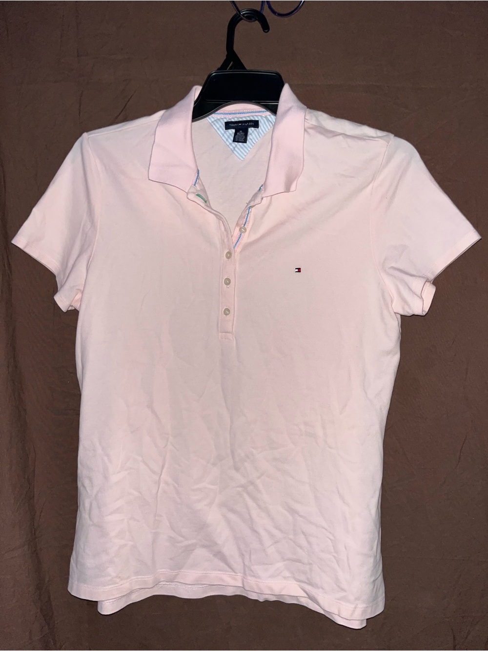 Tommy Hilfiger Pale Pink Polo with Contrast Trim